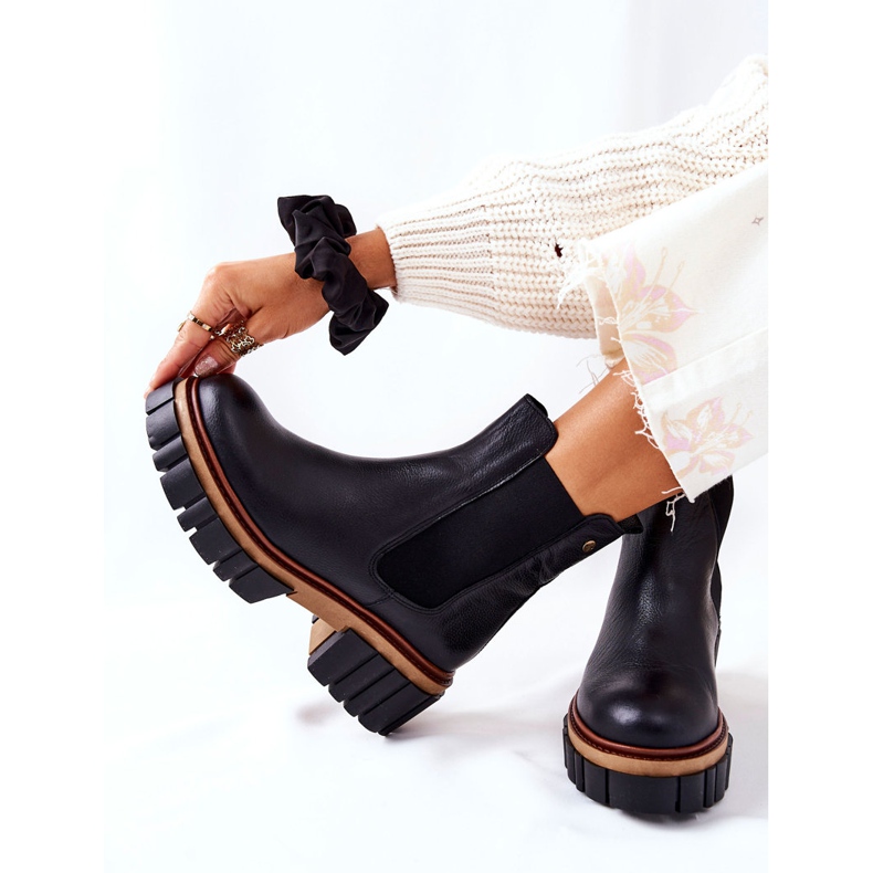 Botas de trabajo de cuero negro Maciejka 05312-01 2