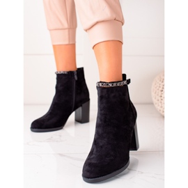 TRENDI Elegantes botas de ante de tacón alto negro 1