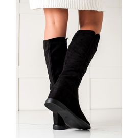 TRENDI Botas de cuña clásicas negro 3