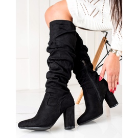 Wilady Botas negras con parte superior con volantes negro 2