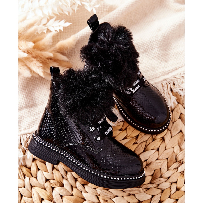 PA1 Botas de Abrigo Infantil con Piel Negra Rosea negro 1