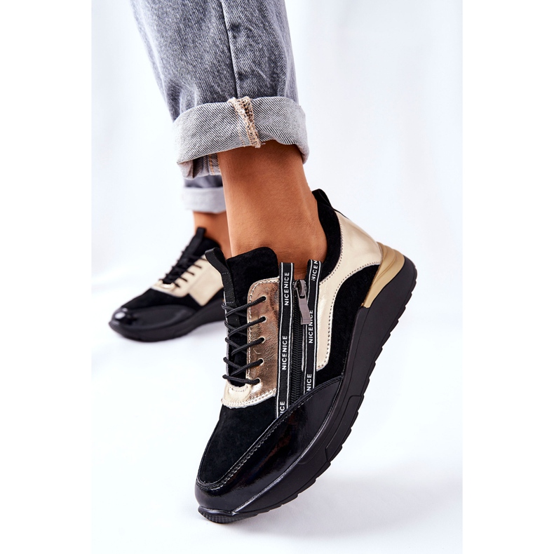 POTOCKI Zapatillas Deportivas Piel Zapatillas Negro Dorado Minor 2