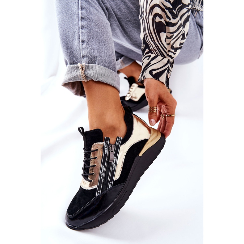 POTOCKI Zapatillas Deportivas Piel Zapatillas Negro Dorado Minor 1