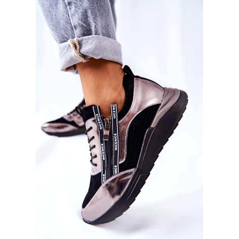 POTOCKI Zapatillas Deportivas Piel Zapatillas Negro Plata Minor 1