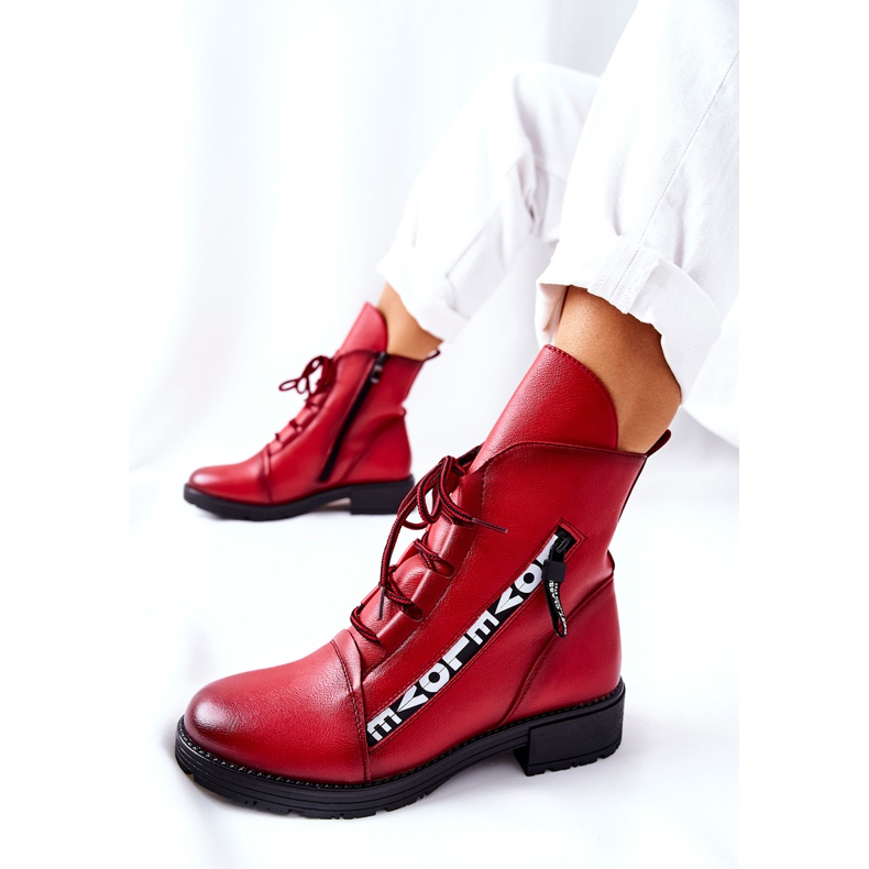 POTOCKI Botines de piel con cremallera decorativa Lomessa roja rojo 2