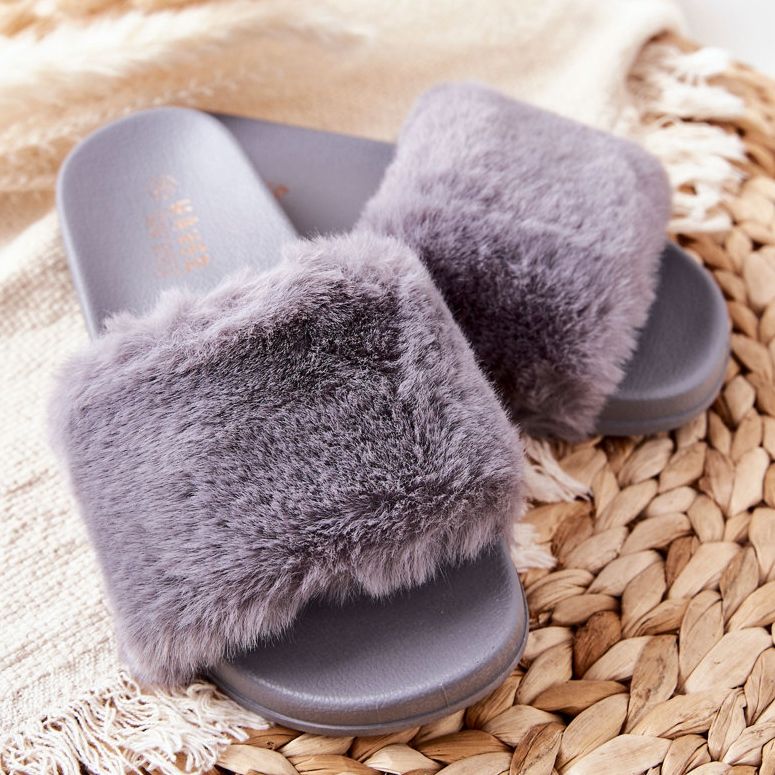PH1 Pantuflas de goma con forma de piel gris Emmie 2