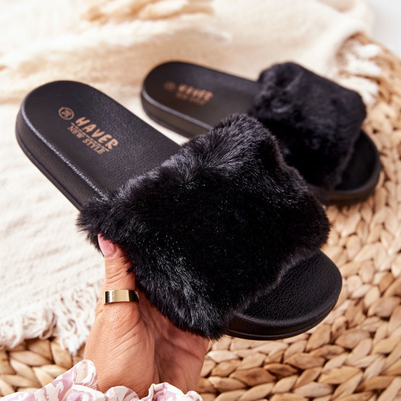 PH1 Pantuflas de goma con forma de piel Emmie negra negro 1