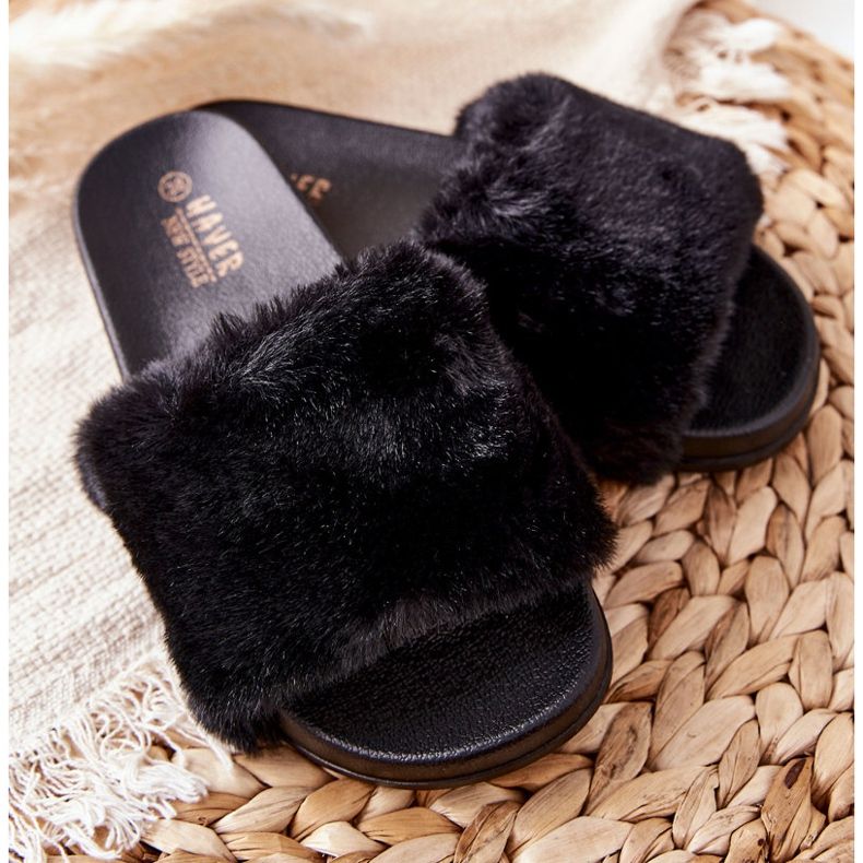 PH1 Pantuflas de goma con forma de piel Emmie negra negro 2