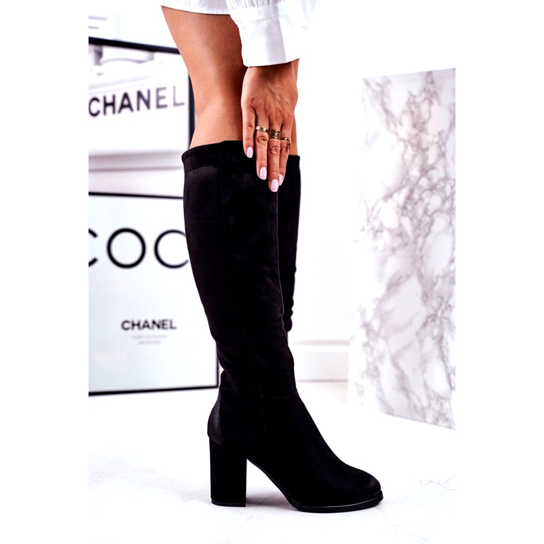 S.Barski Botas de mujer en tacón ante negro muchas veces 4