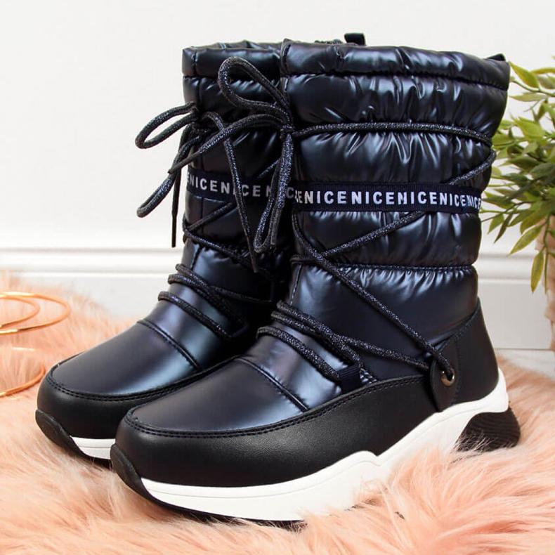 Botas de nieve impermeables Jr EVE324A azul marino blanco 1