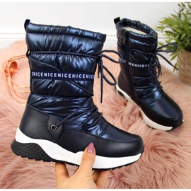 Botas de nieve impermeables Jr EVE324A azul marino blanco 3
