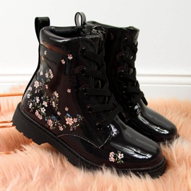 Botas negras niñas insuladas Jr EVE326 blanco negro 1