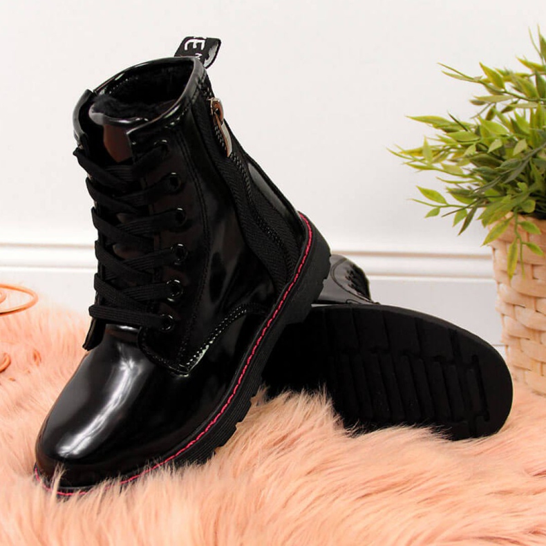 Botas lacadas aislantes Jr EVE327A negro blanco 2 Botas lacadas aislantes Jr EVE327A negro blanco 2