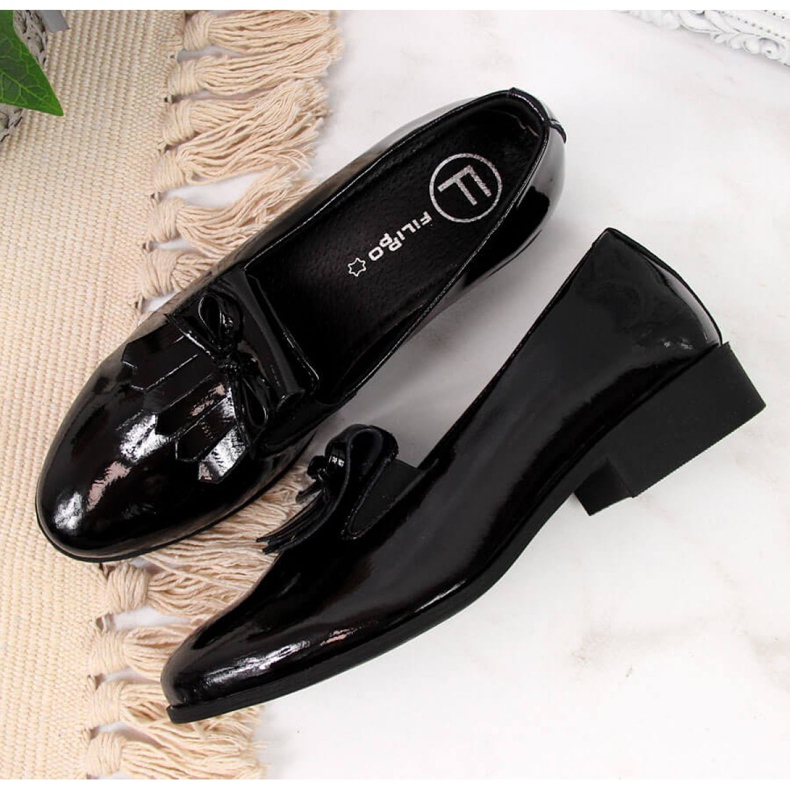 Zapatos lacados Filippo W PAW290 negro beige blanco 1