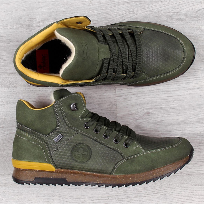 Zapatos de piel con aislamiento Rieker M R498 khaki verde 2 Zapatos de piel con aislamiento Rieker M R498 khaki verde 2