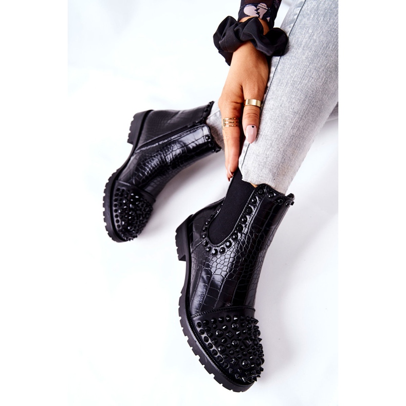 Botas negras Monah Jodhpur con jets negro 2 Botas negras Monah Jodhpur con jets negro 2