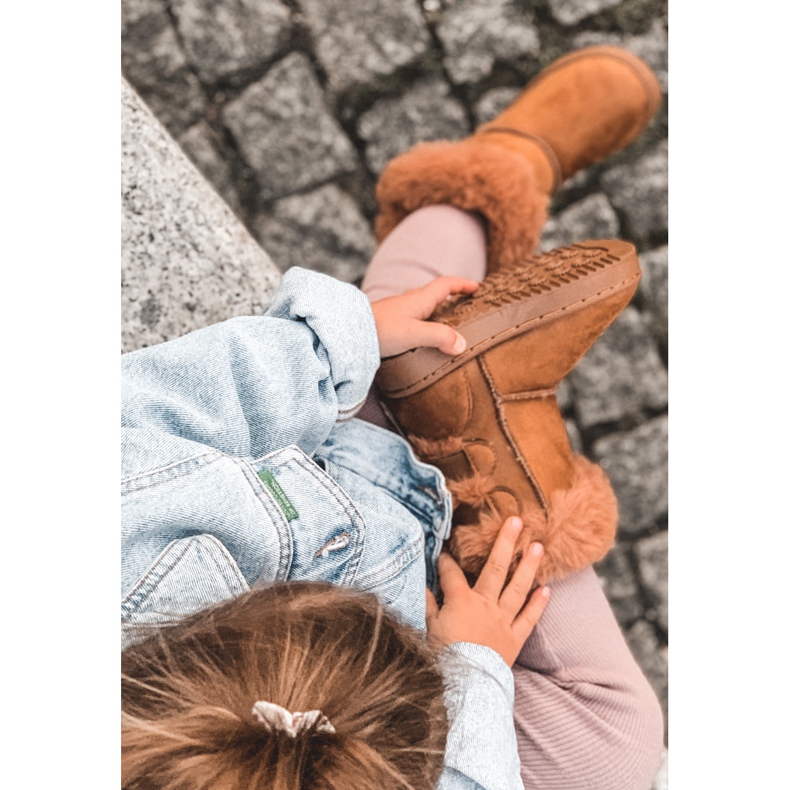 FR1 Botas cálidas para niños con lazos D.Khaki Funky botas de nieve marrón 1