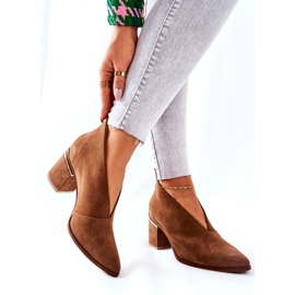 Botas de cuero en tacon alto laura messi brown 2344 marrón 6