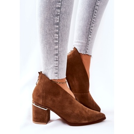 Botas de cuero en tacon alto laura messi brown 2344 marrón 2