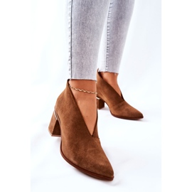 Botas de cuero en tacon alto laura messi brown 2344 marrón 4