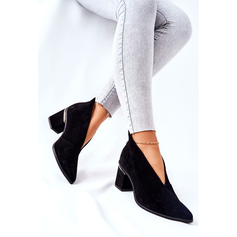 Botas de cuero en tacón alto laura messi negro 2344 2