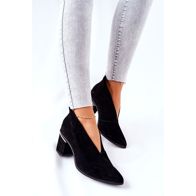 Botas de cuero en tacón alto laura messi negro 2344 1