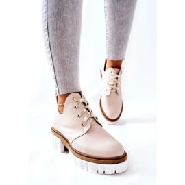 PA2 Botas de piel con corte Kaxo beige 3