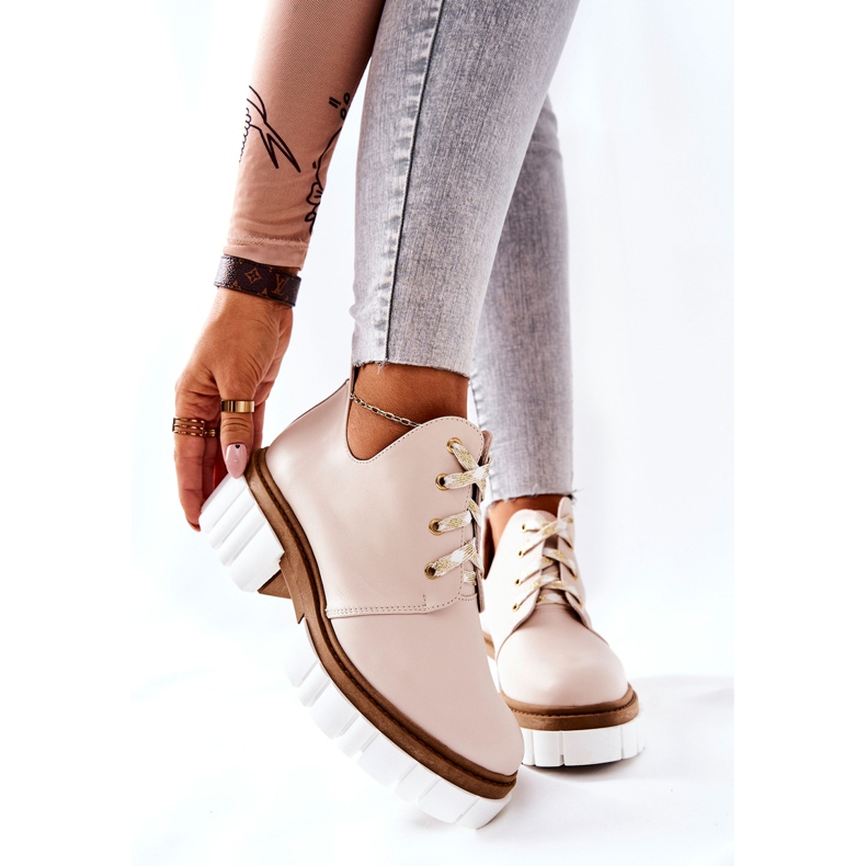 PA2 Botas de piel con corte Kaxo beige 2