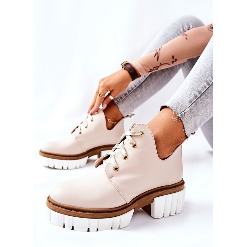 PA2 Botas de piel con corte Kaxo beige 1