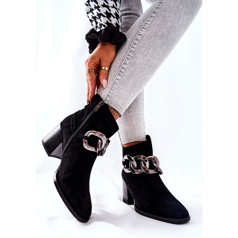 Botas de piel con cadena Laura Messi Negra 2345 negro 2