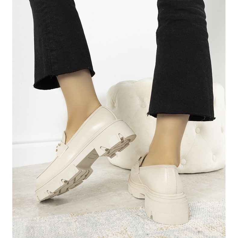 Mocasines beige con suela alta Anouk dorado 1 Mocasines beige con suela alta Anouk dorado 1