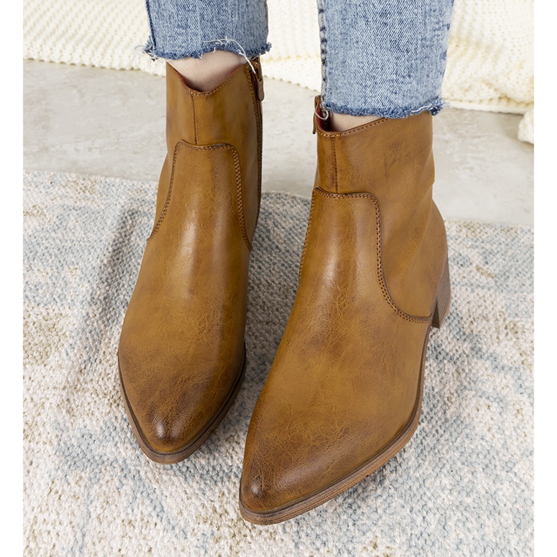 Botas de mujer camel, botas de vaquero Hortense marrón 1