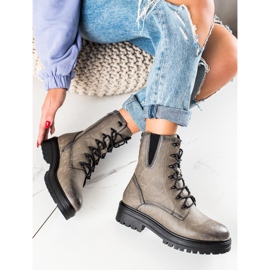 Sergio Leone Botas de trabajo con cordones y estampado gris 3