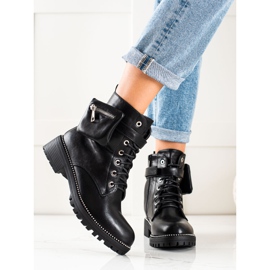 Queen Vivi Botas de trabajo con bolsillo negro 2