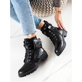Queen Vivi Botas de trabajo con bolsillo negro 1