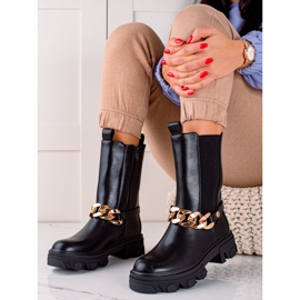 Sweet Shoes Botas altas negras con cadena negro 1