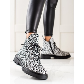 Filippo Botas con cordones y estampado blanco negro 2
