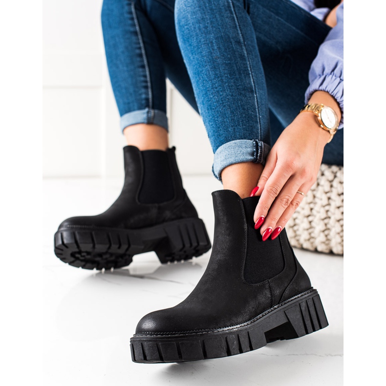 Botines Chelsea fabricados en piel ecológica de Sergio Leone negro 1