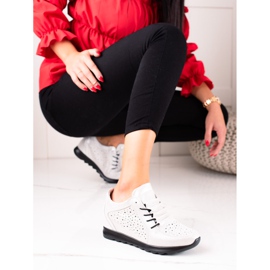 Zapatos cuña piel VINCEZA blanco 2