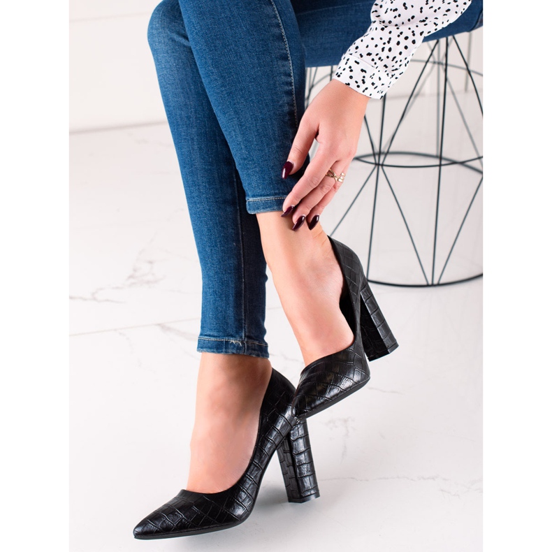 Sweet Shoes Zapatos de tacón negros con cuero ecológico 1