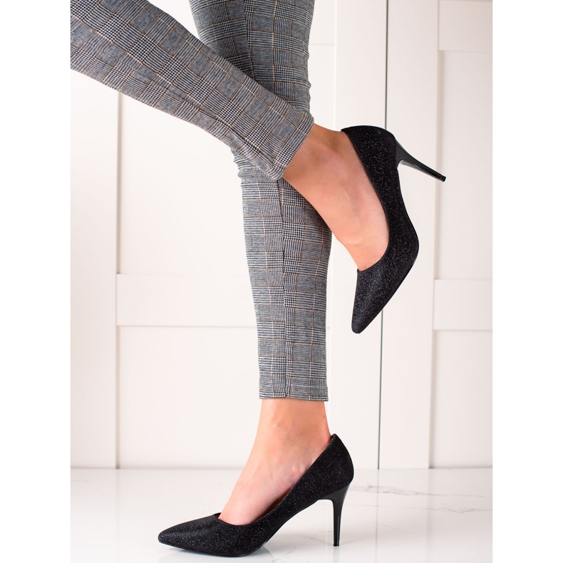 TRENDI Tacones altos negros con purpurina 2