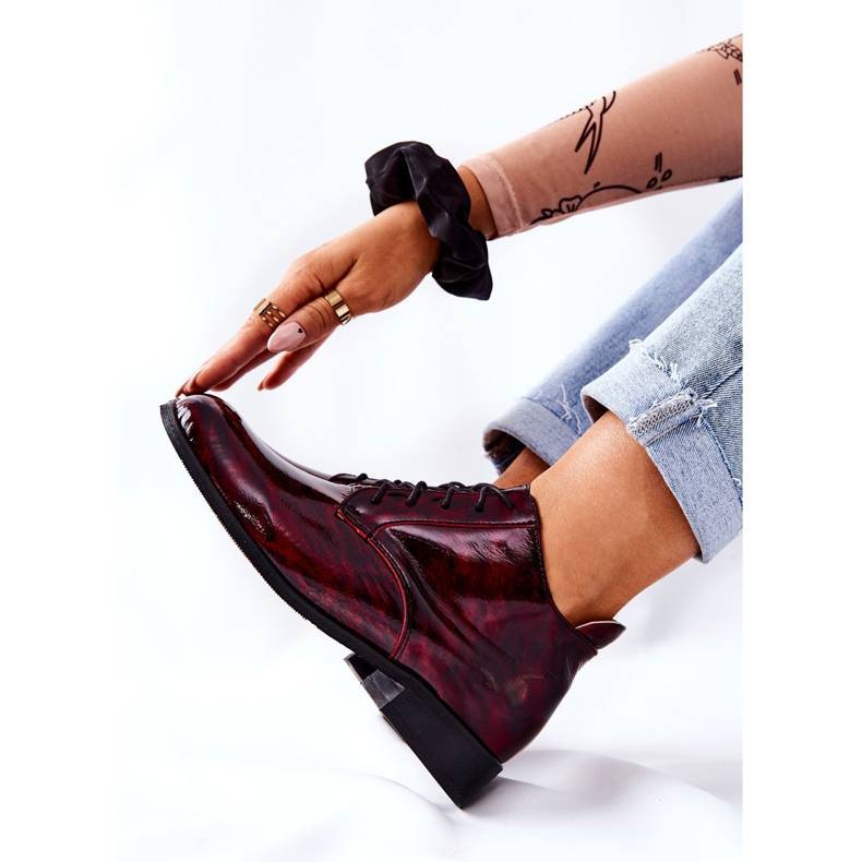 PA2 Zapatos Altos de Piel, Maniz Burdeos-Negro 2