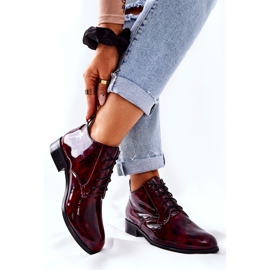 PA2 Zapatos Altos de Piel, Maniz Burdeos-Negro 4
