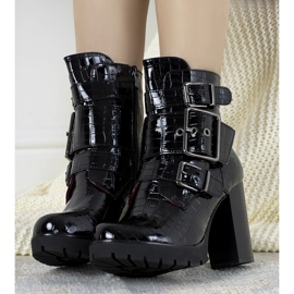 Botas negras de charol con estampado de piel de cocodrilo Jolie negro 1