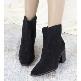 Botas vaqueras negras con inserciones de piel de serpiente Babette negro 1 Botas vaqueras negras con inserciones de piel de serpiente Babette negro 1