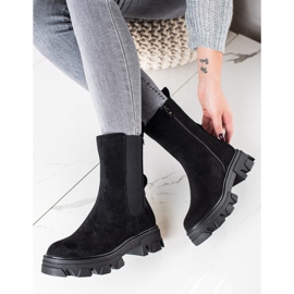 Sweet Shoes Botas negras de moda en la plataforma negro 2