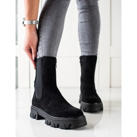 Sweet Shoes Botas negras de moda en la plataforma negro 3