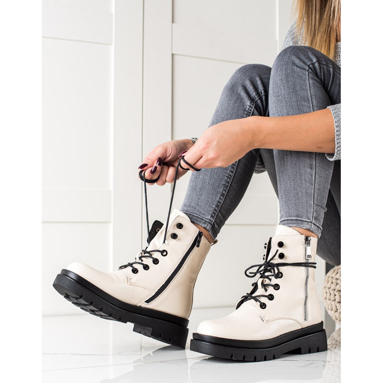 Sixth Sense Botas con cordones y cremallera decorativa beige 1