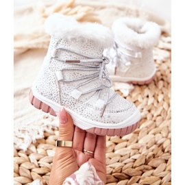PE1 Botas de nieve cálidas con estrellas blancas de piel blanco 3