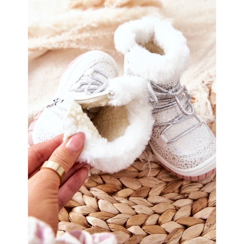 PE1 Botas de nieve cálidas con estrellas blancas de piel blanco 1 PE1 Botas de nieve cálidas con estrellas blancas de piel blanco 1